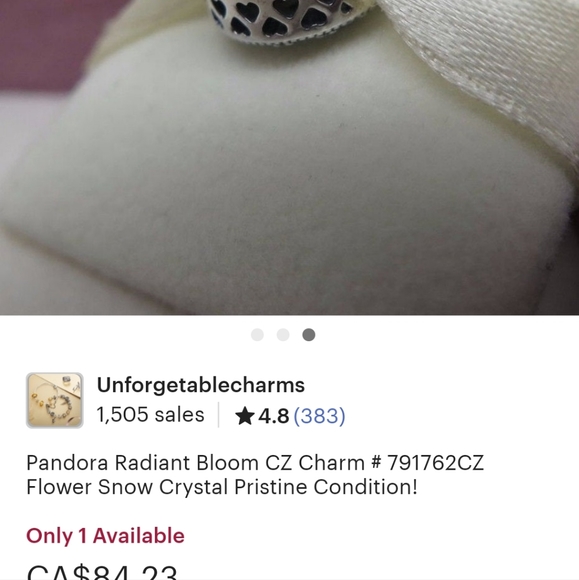 Pandora Radiant Bloom CZ Charm # 791762CZ Flower Snow Crystal Pristine Condition - Picture 3 of 4